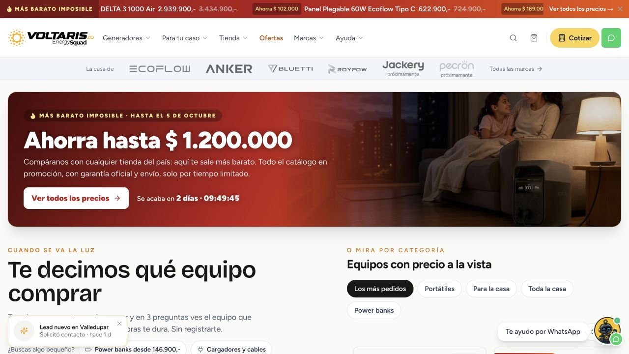 Captura real de la web pública de Voltaris